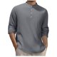 thumbnail image 1 of pstuiky Camisas casuales de manga larga para hombre, Camisa básica de manga larga para hombre, semiabierta, con cuello alto, botones, informal, holgada, a rayas, de manga larga camisetas de hombre xl, 1 of 6