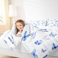 thumbnail image 4 of Manfei Cute Butterflies Queen Comforter Set,Vintage Flower Bedding Sets,White Blue Bedding Comforter Set For Girls Kids,Super Cozy Room Decor,3-Piece, 4 of 8