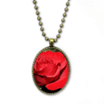 thumbnail image 1 of Red Big-sized Roses Flowers Necklace Vintage Chain Bead Pendant Jewelry Collection, 1 of 3