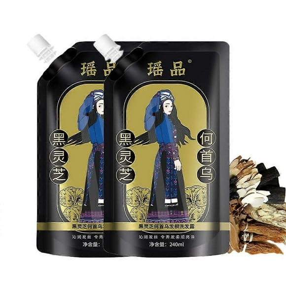 2pcs Natural Ginger Anti White Hair Shampoo Organic Hair Dye Permanent Black Shampoo For Women Cover White Gray Hair Anti Hair
