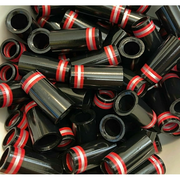 Iron Ferrules Black w/ Red & Silver Rings 1”