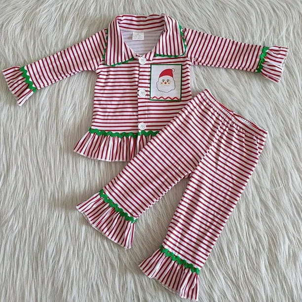 Ropa de dormir para ninos conjuntos de camisa de pan de jengibre top pantalones verdes ropa de moda invierno navidad venta al por mayor