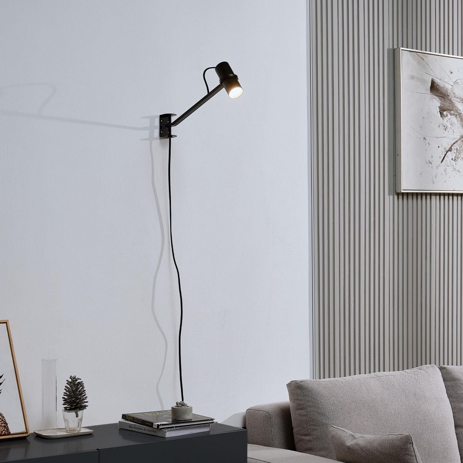 MRDK by Globe Series.01.WS 1-Light LED Plug-In Wall Sconce, Swing Arm, Adjustable Shade, Matte Black