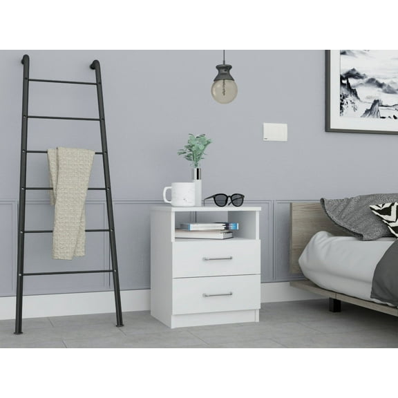 Modern and Stylish White Particle Bedroom Nightstand