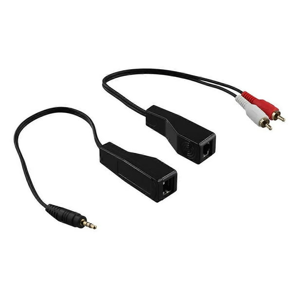 DC3.5mm Stereo and RCA Red White Audio Signal Balun over Cat5/6 Cable RJ45 Female to DC3.5mm &2xRCA