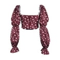 thumbnail image 4 of Yuemengxuan Women Fashionable Pullover, Floral Printed Pattern Flared Sleeves Crop Tops, 4 of 5