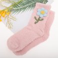 thumbnail image 2 of Unique Bargains 1 Pair Women's Comfortable Floral Sleep Cozy Socks Pink 93% Polyester 7% Spandex, 2 of 5