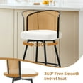 thumbnail image 6 of Foreate Cane & PU Swivel Barstools Set of 2, 29" Seat Counter Height w/ Rattan Mid-Back Metal Legs, Upholstered Leather Modern Armless Bar Stools Chairs for Kitchen Island Pub, 6 of 13
