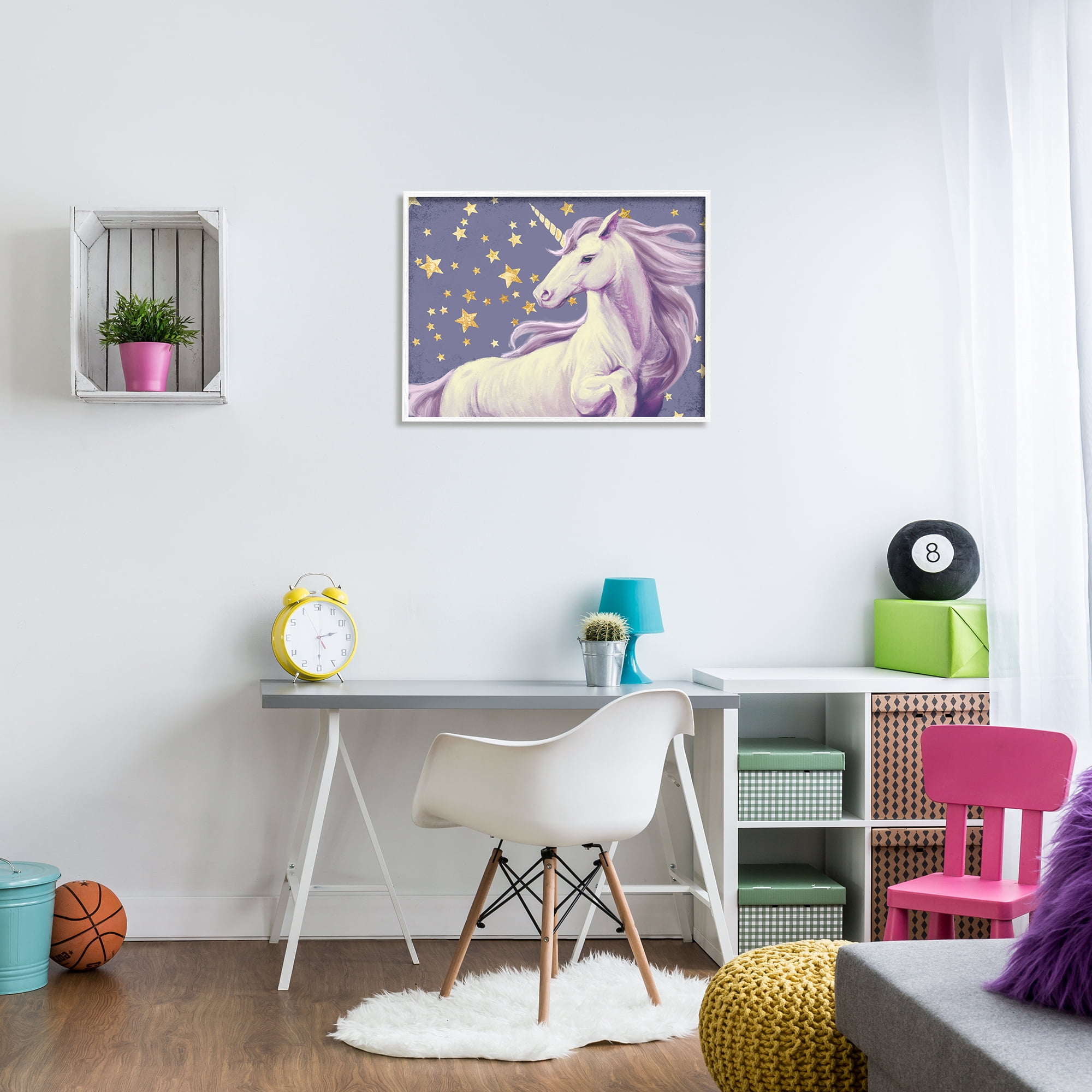 Stupell Industries Purple Unicorn in Starry Night Sky Space Fantasy , 24 x 30,Design by Ziwei Li