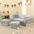 thumbnail image 2 of Gymax 3-in-1 Baby Fold out Sofa w/ Removable & Machine Washable Flannel Cover Gray Star, 2 of 10