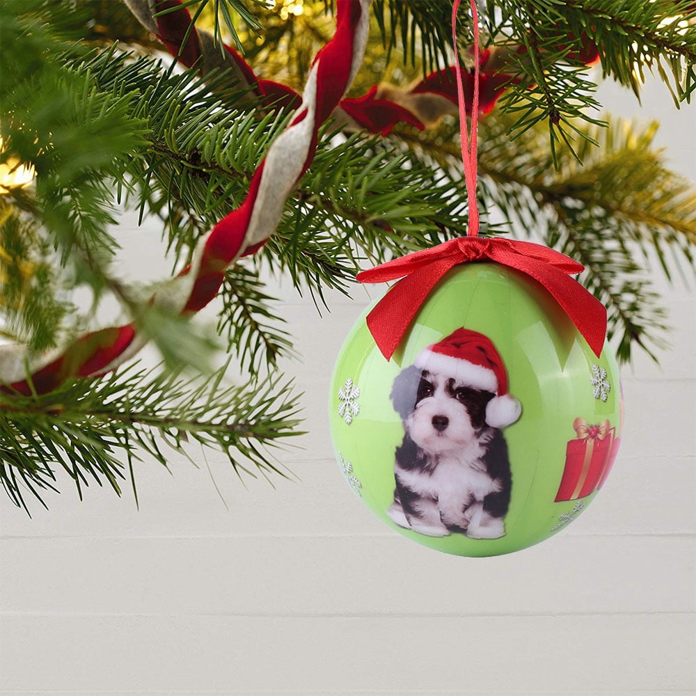 Roxie Christmas Dog Ball Ornaments Shatterproof Christmas Tree Decorations Large Hanging Ball Pendants with String for Xmas Tree, Holiday Wedding Party Decoration (GREEN)