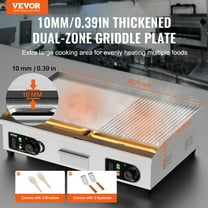 2800W Stainless Steel Griddle Grill, Half-Flat Top Electric Grill with 2 Shovels & Brushes, 122°F-572°F Adjustable, 28.74x15.75in (Commercial Countertop)