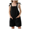 thumbnail image 4 of Girls' Overalls Sleeveless Jumpers Spaghetti Strap Harem Pants with Side Pockets Plain Color Clothes for Girls 8-9 Years, 4 of 4