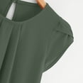 thumbnail image 6 of Aboser Chiffon Blouses for Women Elegant Batwing Short Sleeve Shirts Flowy Double Layered T Shirt Casual Pleated Front Tunic Tops Lightweight Crewneck Blouse Pink M, 6 of 7
