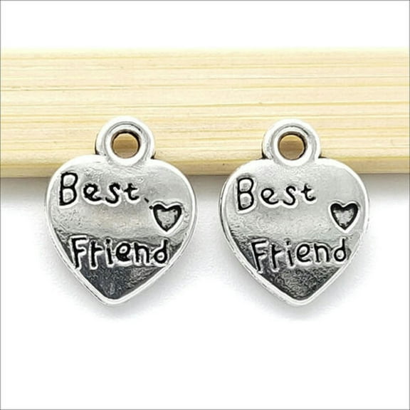 U8MO Lot 20/50/100pc Charms for Jewelry Making Hearts Best Friend Pendants 12*10mm-50pcs