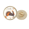 thumbnail image 1 of Jour de L'action de Grâce Motif Dinde Rond Métal Broche d'Or Clip, 1 of 3