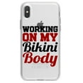 thumbnail image 1 of DistinctInk Clear Shockproof Hybrid Case for iPhone XS Max (6.5" Screen) - TPU Bumper Acrylic Back Tempered Glass Screen Protector - Working On My Bikini Body, 1 of 5