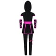 thumbnail image 4 of Eandarui Kids Boys Girls Ninja-style Costumes Sleeveless Hooded Top and Pants Set for Theme Party Cosplay Hot Pink 8, 4 of 5