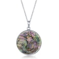 thumbnail image 2 of iJewelry2 Sterling Silver Round Abalone Snowflake with Center Freshwater Pearl Disc Pendant Necklace, 2 of 2