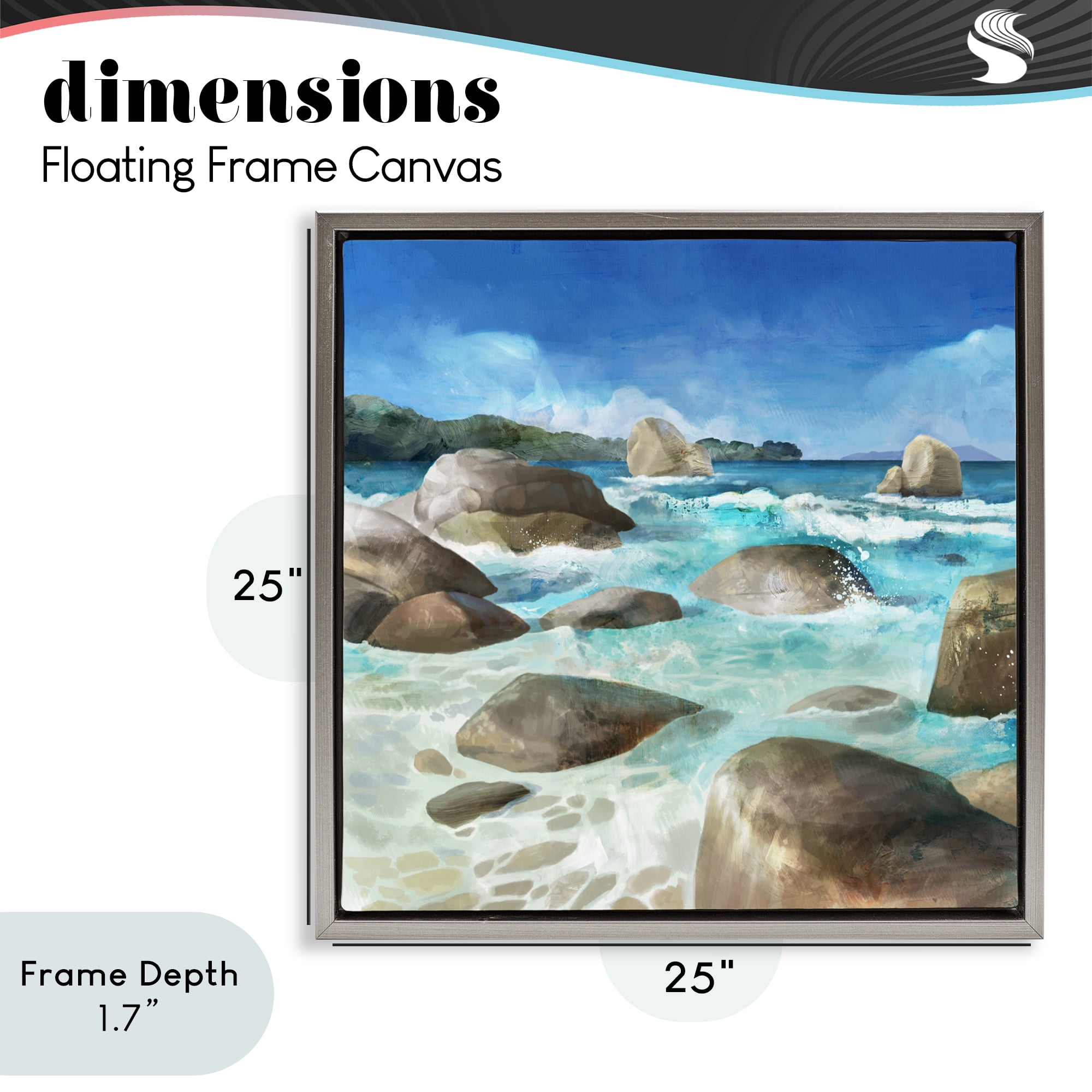 Stupell Industries Low Tide Rocks on Shore Gray Framed Floater Canvas Wall Art, design by Mauro Devereaux
