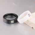 thumbnail image 3 of 6mm Black/White Ceramic Round AAA CZ Band Rings Women's Wedding Ring Size 6-10, 3 of 7