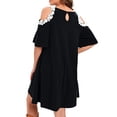 thumbnail image 3 of Vestido casual de verano con hombros descubiertos y manga corta con encaje y estampado Forgive para mujer Pompotops  ghjkhdj14533, 3 of 7