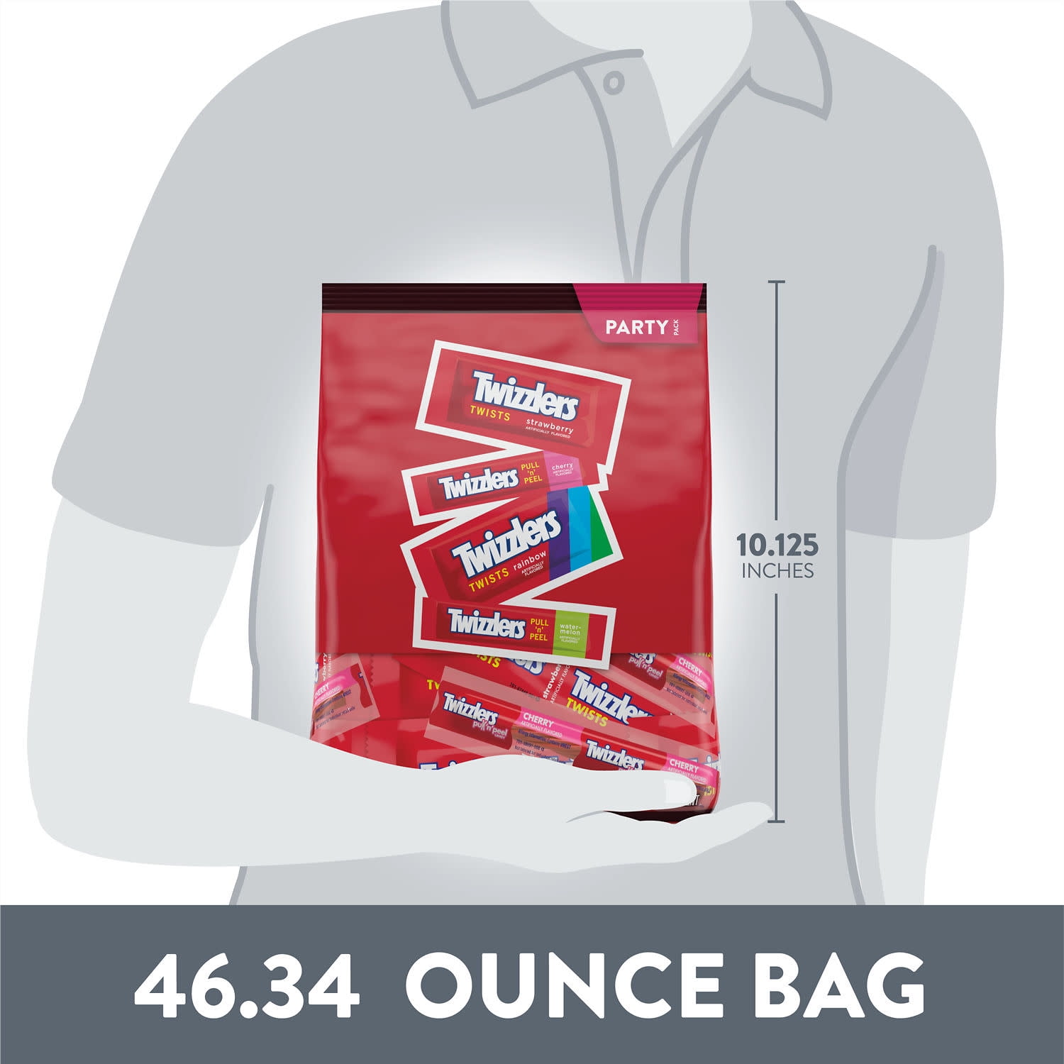 (3 pack) Twizzlers Assorted Flavored Licorice Style Candy, Bulk Party Pack 46.34 oz