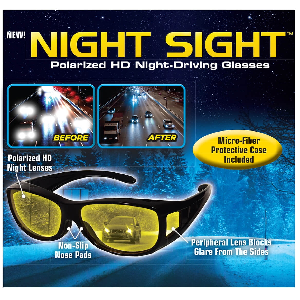  Ontel Night Sight, HD Polarized Night Vision Driving Sunglasses