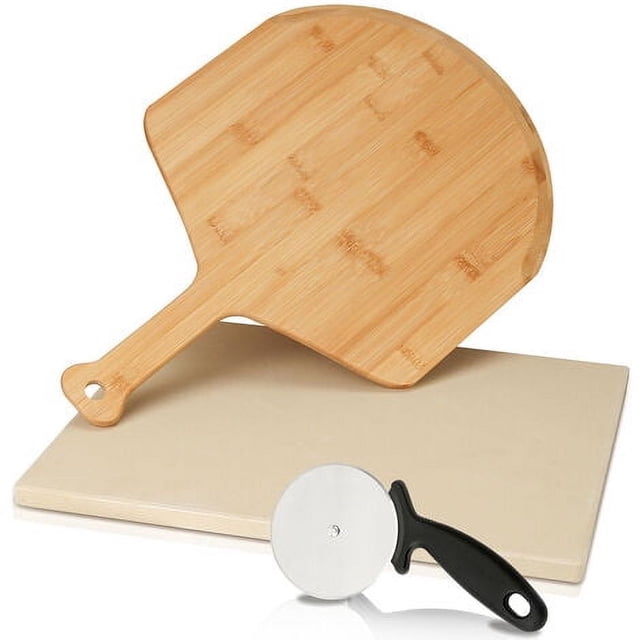Piedra para pizza rectangular Piedra para pan Pala de madera para pizza HxAxP: 15 x 300 x 380 mm
