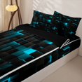 thumbnail image 3 of Erosebridal Cyan Plaid Zipper Full Size Comforter Sets with Fitted Sheet and 2 Pillowcases,Modern Abstract Geometric Zipper Bedding Set For Boys,Black Reversible,4 Pieces, 3 of 7