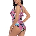 thumbnail image 5 of Yiaed Colorful Cute French Bulldog Print Women One Piece Swimsuits Tummy Control One Shoulder Bathing Suits Pattern Ruffle Swimwear-Medium, 5 of 8