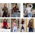 thumbnail image 5 of PRETTYGARDEN Women's Ribbed Mock Neck Long Sleeve Tops | Slim Fitted T-Shirts, Soft Stretch, Decorative Buttons, Going Out Work Casual Wear, Fall Outfits Layering Winter Clothes, 5 of 8
