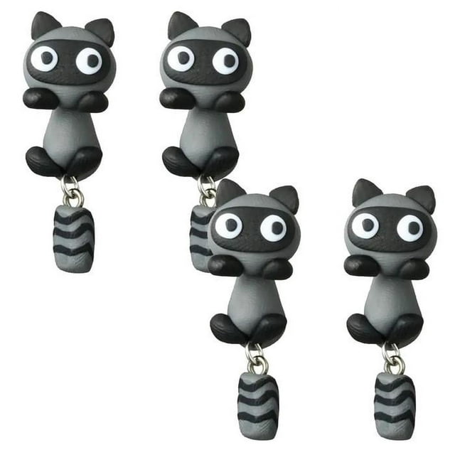 Aretes de silicona para Niñas VentDepot 2Pzas Mapache Gris