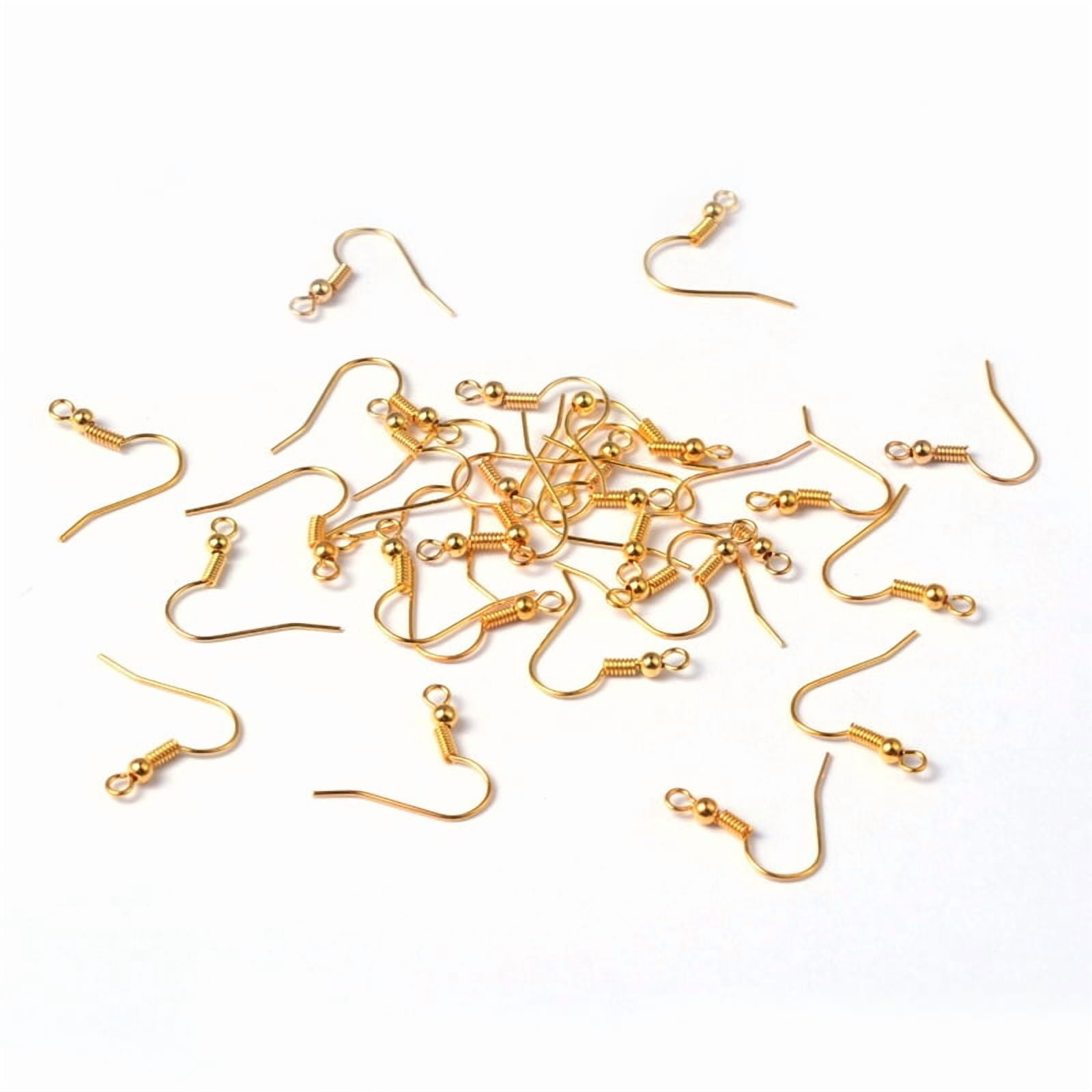 2000 pc Brass Earring Hooks Ear Wire with Horizontal Loop Nickel Free Golden 17~19x16~18x0.6~0.7mm 21~22 Gauge Hole: 2mm Brass