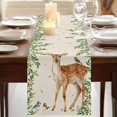 thumbnail image 3 of Table Runners 70 Inches Long Dress Scarves, Botanical Farmhouse Coffee/Dining/Kitchen Table Decor, Holiday Table Runner, Spring Leaves Flowers Deers Birds Country Biege 13x70 Inch, 3 of 9