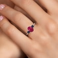 thumbnail image 4 of Gem Stone King 10K White Gold Red Ruby and Blue Sapphire 3-Stone Ring for Women | 1.90 Cttw | Oval 8X6MM | Gemstone July Birthstone | Size 5, 4 of 6