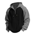 thumbnail image 4 of Men's Heavyweight Waffle Hoodie - Two-tone Trendy Long Sleeve Drawstring Hooded Sweatshirt With Pocket, Gray, XXXL, 4 of 4