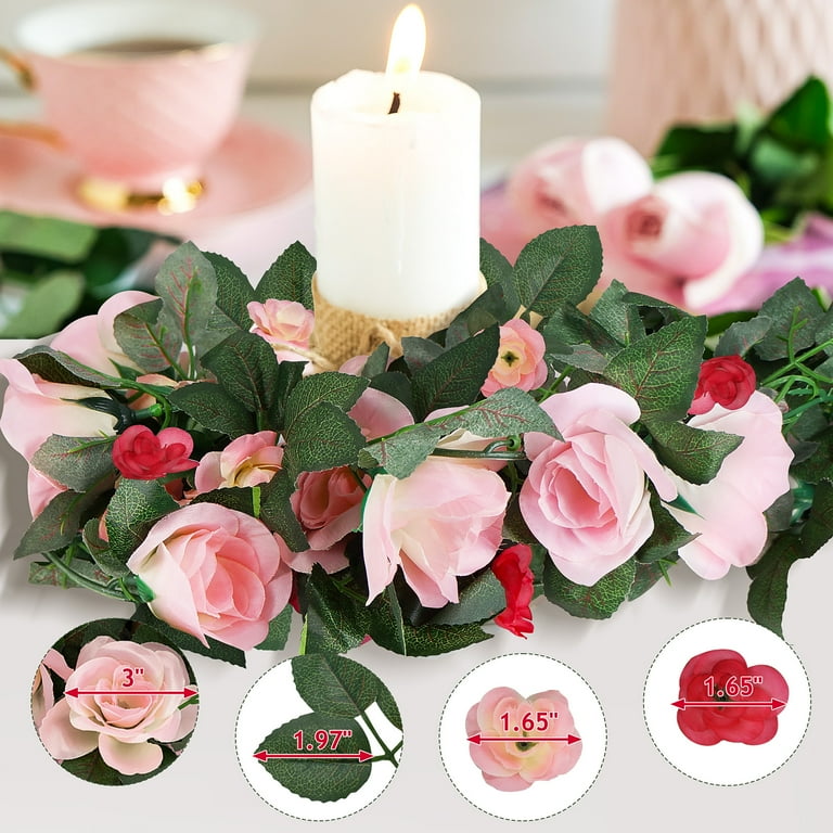 YOLETO 4 Pack Artificial Flower  for Decoration, Fake Floral Artificial Rose Vines (Mix Pink)
