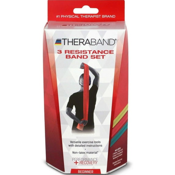 3 Pack - Thera-Band Latex-Free Resistance Bands 3-Pack, Beginner 1 ea