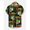 thumbnail image 3 of Camisas vintage con estampado floral de calaveras para hombre, divertidas camisetas de manga corta con estampado de calaveras en 3D, camisas hawaianas con solapa estampada para hombre, 3 of 4