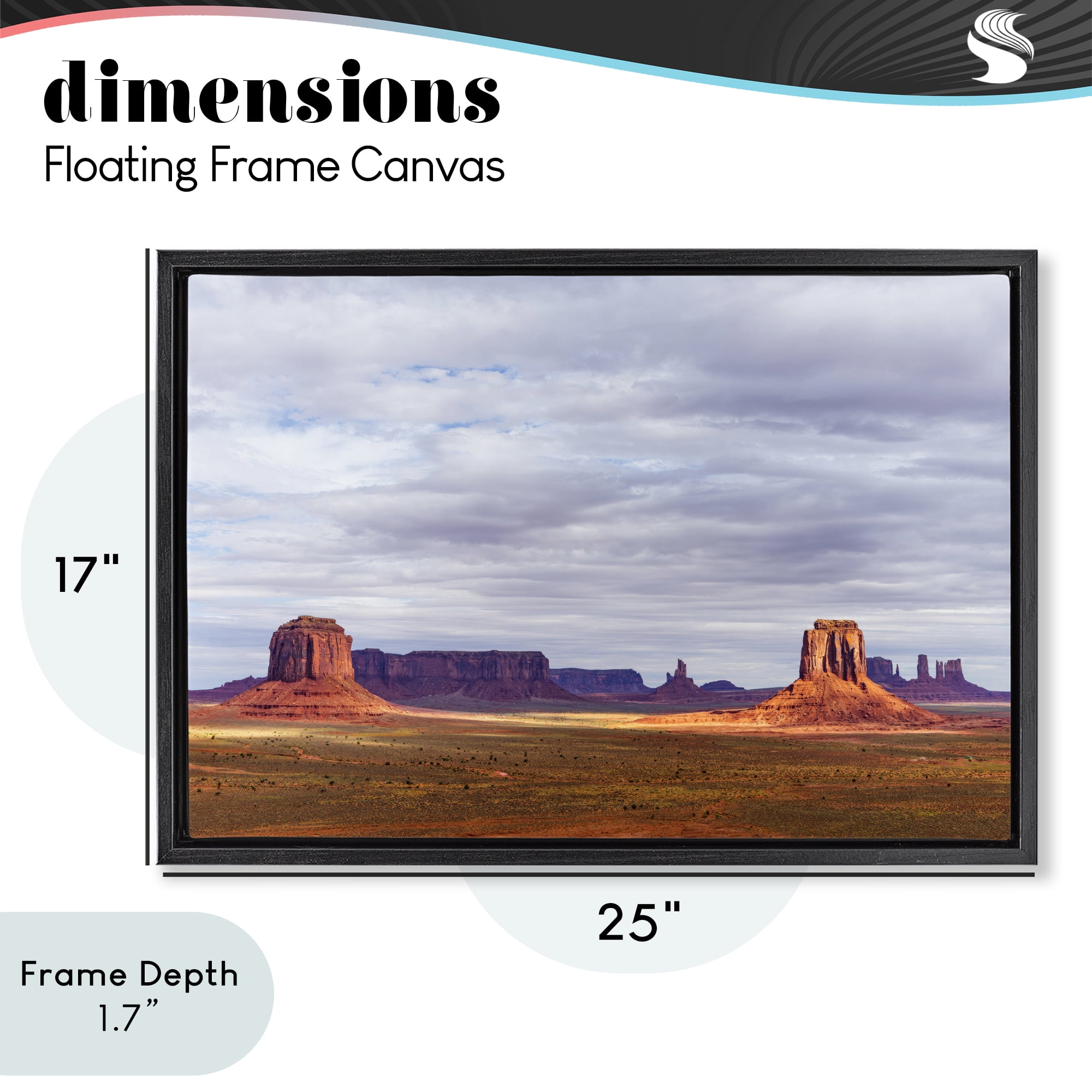 Stupell Industries Monumental Desert Buttes & Mesas Black Framed Floater Canvas Wall Art, design by Shelley Carlisle