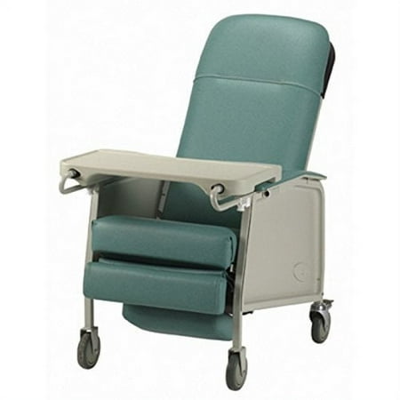 Three Position Reclining Chair with Collapsible TV Table - Invacare 3 Position Geri Recliner - Jade -Easy Clean for Disability