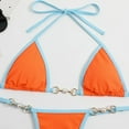 thumbnail image 5 of Women Triangle Halter Bikini Set High Cut String Thong Bathing Suit Self Tie Two Piece Swimsuit Swimwear with Faux Pearl Decor Orange M, 5 of 7
