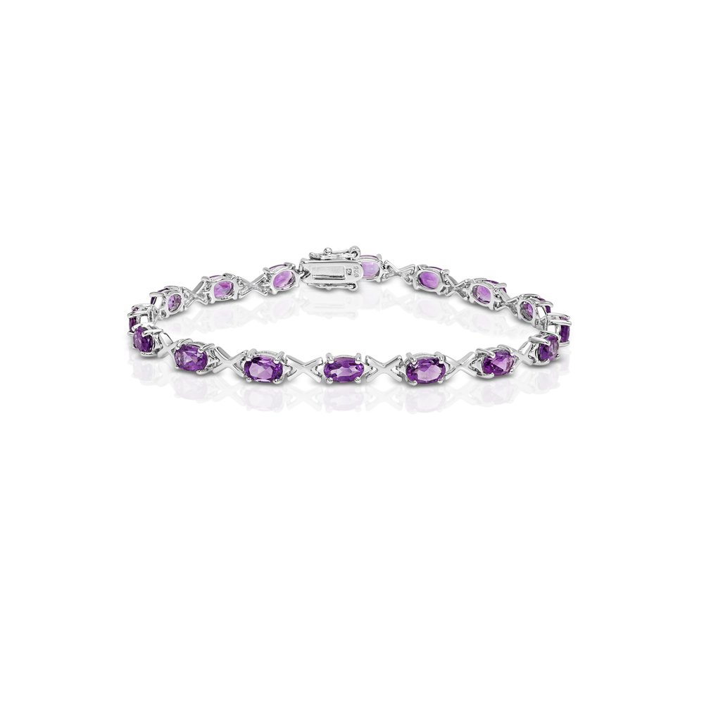 Unbrand - Sterling Silver Treated Amethyst Bracelet - Walmart.com ...