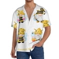thumbnail image 1 of Balery Gnomes Honey Bee Camisa Casual de Manga Corta con Botones para Hombre, Texturizada, Estilo Cubano, para Playa, Verano-XX-Large, 1 of 5