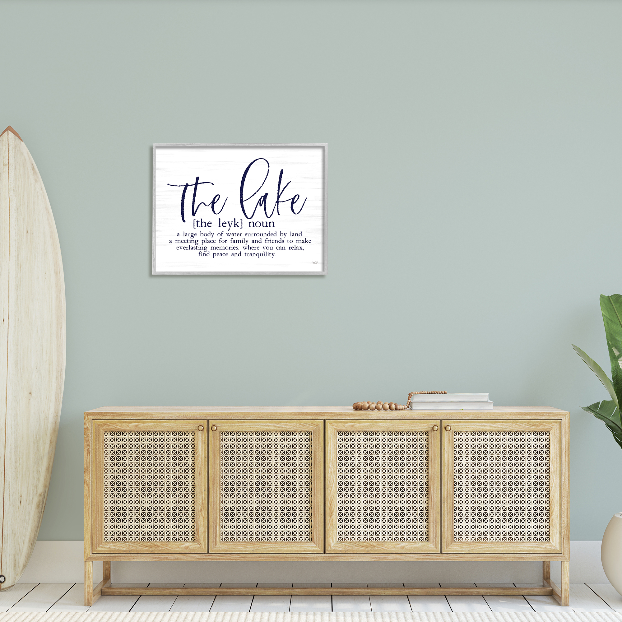 Stupell The Lake Definition Family Phrase Landscape Painting Gray Framed Art Print Wall Art