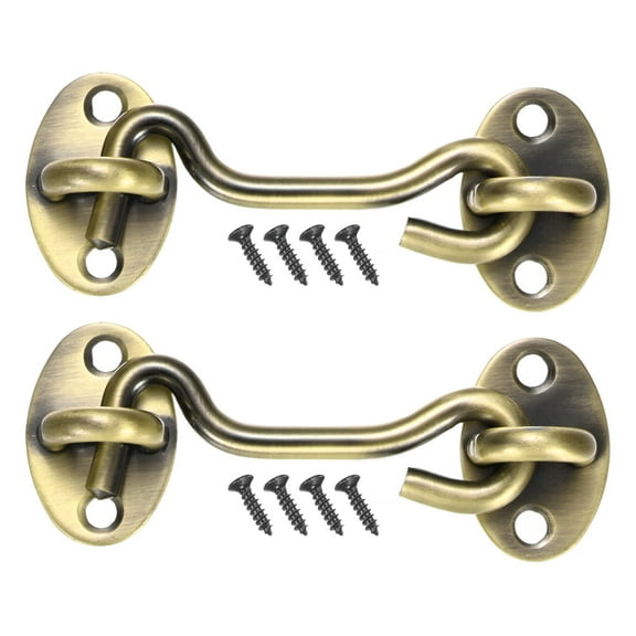 Uxcell 2-Pack Hook and Eye Latch for Door 3 Inch 201 Stainless Steel Hook and Eye Gate Latch for Gate/Window/Cabinet Cyan