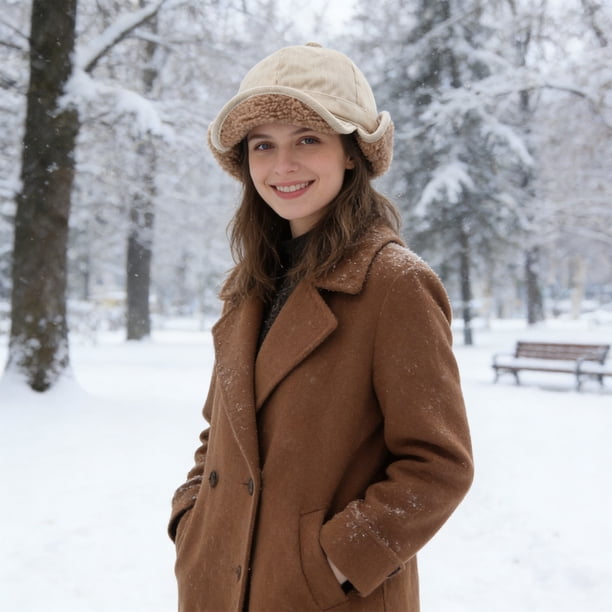 Sombrero De Fibra De Poliéster Gorro con orejeras de pico de pato beige, cálido, con protección auditiva para actividades al aire libre en invierno (1 unidad) JASKFLY