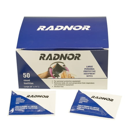 Radnor(R) 8" X 11" Alcohol Free Respirator Wipes (50 Per Box), 2 Boxes