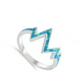 thumbnail image 4 of CHOOSE YOUR COLOR Blue Simulated Opal Zig Zag Heartbeat EKG Pulse Ring Sterling Silver Band CZ Female Size 8, 4 of 4